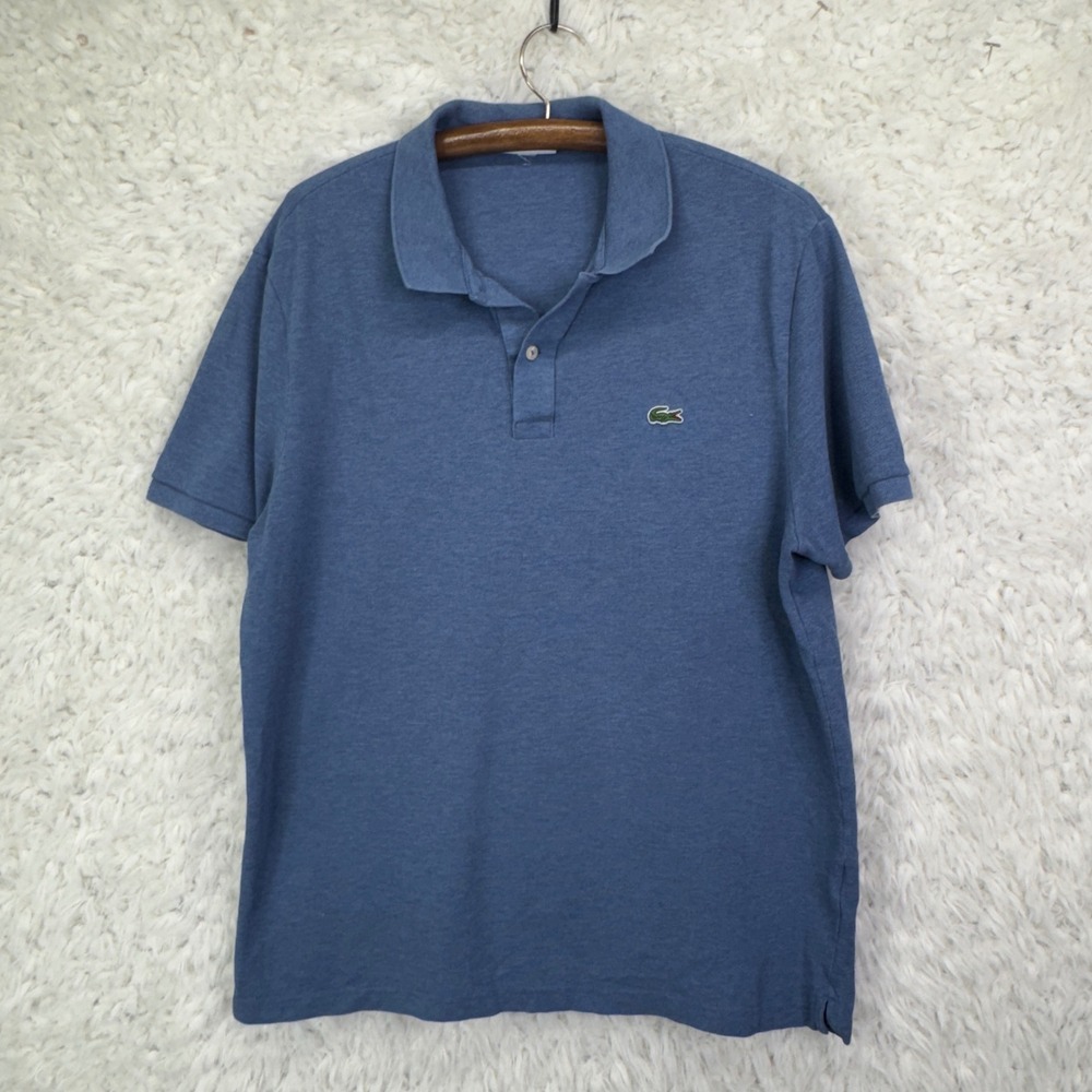 Lacoste Slim Fit Polo Shirt Blue Short Sleeve Cotton Preppy Classic Old Money
